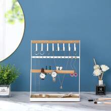 Jewelry Rack,Earring Holder,Ear Stud Holder With Wooden Tray,Jewelry Organizer Holder For Earrings Necklaces Bracelets Watches And Rings,Earring Display Stand Valentine's Day - Multicolor - View 5