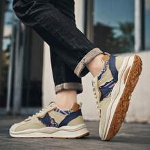 最新男士时尚休闲运动鞋，百搭透气运动鞋，时尚软底舒适鞋履 - 米色 - 查看 3