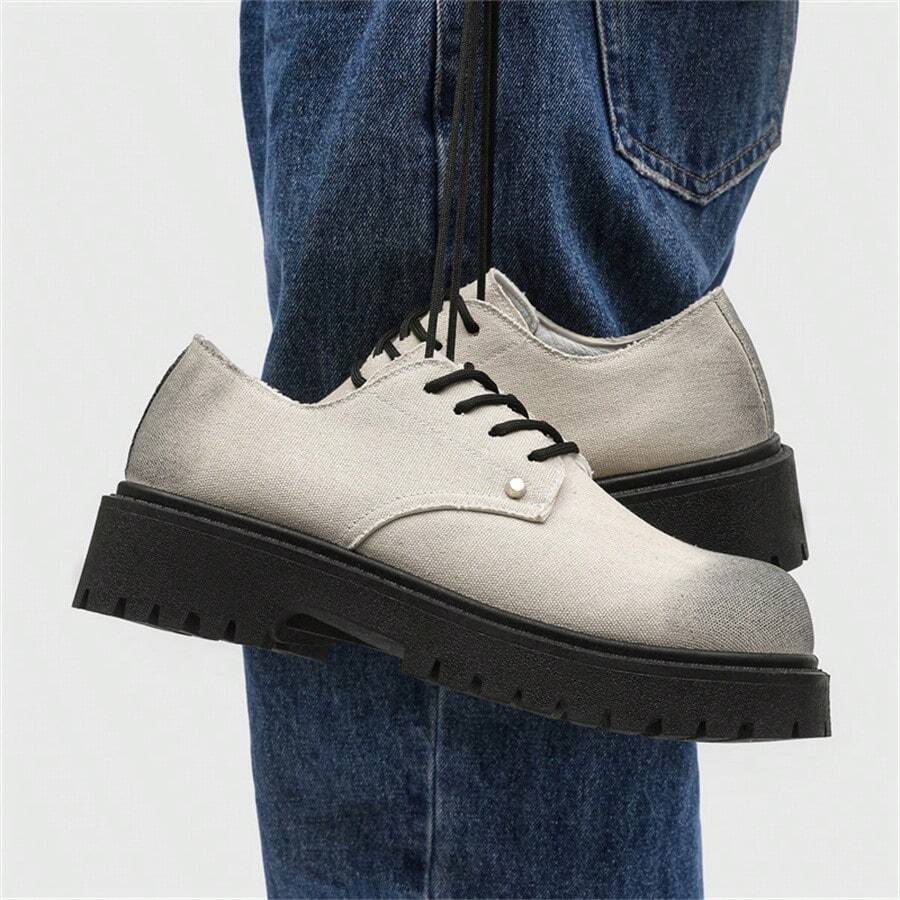 2024年新款秋冬男士低帮靴，厚底复古工作鞋，百搭皮鞋