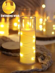 1/3pcs Creative Copper Wire Light Decor Simulation LED Electronic Candle, Battery Power Indoor Home Decor Swinging Wick Flameless Candle Lamp, Suitable For Wedding Decor, Party Decor, Festival Decor, Valentine's Day And Decorative Candle Lights, Room Decor Bedroom Decor Candle