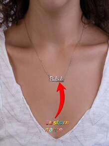 1pc Customized Name Necklace, Personalized Name Necklace, Stainless Steel Necklace, Jewelry Accessory, Minimalist DIY Custom Name Gift, Suitable For Women, Birthday Jewelry Gift,Silver,Stylish,Colorful,Vintage,Unisex,Hipster,Simple,Casual,Custom,Personalized,Unique,Ideal Gifts For Him,Ideal Gifts For Her,Her,Boyfriend,Girlfriend,Dad,Mom,Family,Friends,For Anniversaries,For Birthdays,For Graduation,For Prom,For Party,Jewelry Women,Elegant Outfit