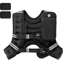 PACEARTH Weighted Vest, 6lb/12lb/16lb/20lb/25lb/30lb Weight Vest With Reflective Stripe, Body Weight Vests Adjustable For Men, Women Workout, Strength Training, Running, Walking, Jogging - màu đen - Xem 1