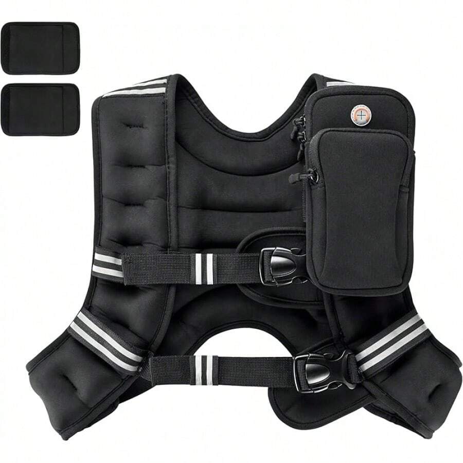 PACEARTH Weighted Vest, 6lb/12lb/16lb/20lb/25lb/30lb Weight Vest With Reflective Stripe, Body Weight Vests Adjustable For Men, Women Workout, Strength Training, Running, Walking, Jogging - màu đen - Xem 1