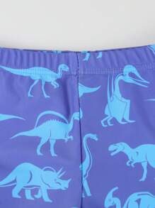 全新幼儿男童泳衣套装，可爱恐龙印花长袖和短裤 - 彩色 - 查看 4