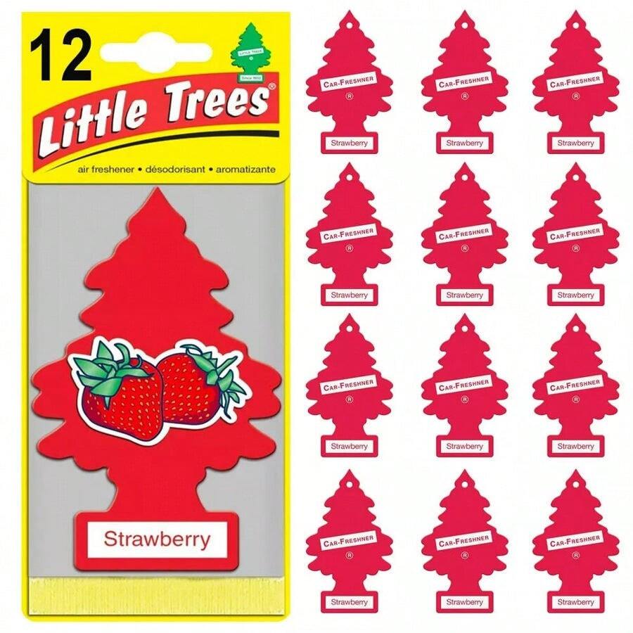 Little Trees Strawberry Scent Air Freshener Car Auto Home Hanging Office Pack Of 12 - Multicolor - View 1