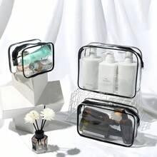 SAC COSMÉTIQUE DE VOYAGE TRANSPARENT 3 EN 1 - ORGANISATEUR DE COSMÉTIQUES 3 PIÈCES ; SAC DE VOYAGE COSMÉTIQUE TRANSPARENT 3 EN 1 AVEC FERMETURE ÉCLAIR POUR COSMÉTIQUES. Accessoires de voyage, sacs de toilette de voyage en PVC portables, imperméables, sacs à cosmétiques pour femmes et hommes, ambiance bohème