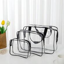 SAC COSMÉTIQUE DE VOYAGE TRANSPARENT 3 EN 1 - ORGANISATEUR DE COSMÉTIQUES 3 PIÈCES ; SAC DE VOYAGE COSMÉTIQUE TRANSPARENT 3 EN 1 AVEC FERMETURE ÉCLAIR POUR COSMÉTIQUES. Accessoires de voyage, sacs de toilette de voyage en PVC portables, imperméables, sacs à cosmétiques pour femmes et hommes, ambiance bohème
