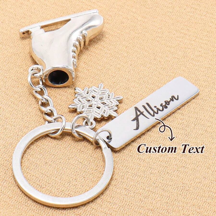 Porte-clés personnalisé de patins à glace, porte-clés souvenir de patinage sur glace, étiquette de sac de sport personnalisée, cadeau d'anniversaire pour fille, adolescente, club ou mariage - Multicolore - Voir 1