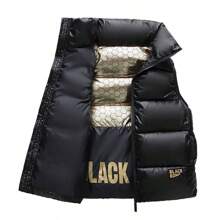 Children's Black Gold Cotton Coat, Thickened Warm Vest For Boys And Girls, Autumn And Winter Styles, Worn On The Outside And Inside, Hot Gold Cardigan, Camisole, - Black - View 5