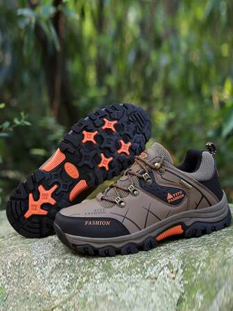 1 Pair Men's Lace-Up Outdoor Hiking Shoes, Leather Upper, Thick Sole, Warm, Plus Size, Suitable For Cross-Border Outdoor Trekking & Hiking, Autumn/Winter