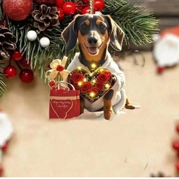 Chihuahua Acryl Anhänger, multifunktionale 2D Dekoration für Rückspiegel, Rucksack, Schlüsselanhänger und Party Dekoration - perfekter Valentinstag Anhänger und kreative Geschenkidee, Valentinstags Geschenk