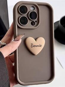 1pc Customized Phone Case, Cute Korean 3D Heart Silicone Phone Case Compatible With Iphone 11 12 13 14 15 Pro Max, Shock-Proof Candy Protective Cover