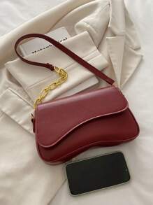 Bolso bandolera mínimo de un solo color con solapa, bolso bandolera clásico con textura para mujeres