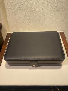 1pc Large Capacity Jewelry Box, Jewelry Storage Box, Minimalist Leather Jewelry Storage Box, Rectangular Portable Jewelry Box, Multi-Function Earring Storage Box For Home Gifts For Women - Multicolor - View 4