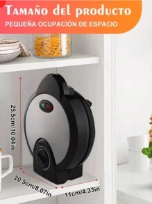 Wafflera Eléctrica En Forma De Corazón Antiadherente - Negro - Ver 5