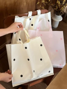 50 piezas de bolsas de regalo de plástico reforzado, bolsas de regalo para el Día de San Valentín, bolsas de regalo simples rosas, ligeras, portátiles con estampado de lunares rosas y blancos, de gran capacidad, bolsas para regalos de Año Nuevo, boda, compras, cumpleaños, bolsas para fiestas