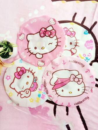 Sanrio 1pc Hello Kitty Waterproof Shower Cap, Super Soft & Comfortable Shower Hat With Visor, Suitable For Kitchen, Hair Protection, Anti-Oil, Women Home Bathroom Decor Summer Back To School