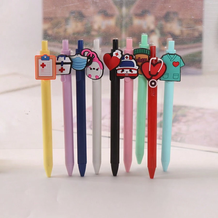 5支随机卡通医生和护士主题伸缩圆珠笔返校 - 彩色 - 查看 1