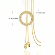1st Modieuze Geometrische Ronde Lange Trui Ketting met Strass