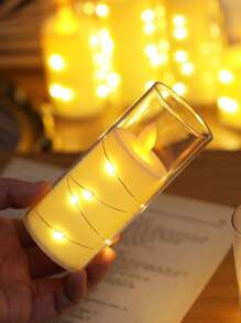 1/3pcs Creative Copper Wire Light Decor Simulation LED Electronic Candle, Battery Power Indoor Home Decor Swinging Wick Flameless Candle Lamp, Suitable For Wedding Decor, Party Decor, Festival Decor, Valentine's Day And Decorative Candle Lights, Room Decor Bedroom Decor Candle