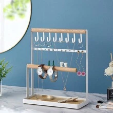 Jewelry Rack,Earring Holder,Ear Stud Holder With Wooden Tray,Jewelry Organizer Holder For Earrings Necklaces Bracelets Watches And Rings,Earring Display Stand Valentine's Day - Multicolor - View 4