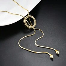 1st Modieuze Geometrische Ronde Lange Trui Ketting met Strass