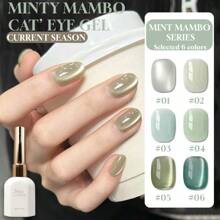 Miss Comoy 15ml Nova Série Mambo de Menta Quente Chinesa Esmalte de Unha Vegano Cor de Crepe Cor de Cardamomo Sistema de Vidro Verde Tintado Ameixa Azul-Esverdeado Contas de Vidro Flash de Explosão Olho de Gato Esmalte de Unha Suave Frescor Vegano Sensação de Salão de Unhas DIY Unhas Comumente Usadas Cola para Unhas