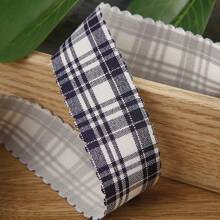 蕾丝格子丝带，烘焙礼盒鲜花包装蝴蝶结DIY发饰锯齿状涤纶格子图案织带