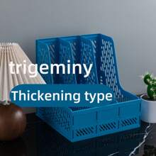 Thick File Storage Box, Vertical File Holder Stand Shelf, Simple Book Stand Desk Organizer, A4 File Folder Box, Plastic Desktop File Rack For Office & Student Supplies - Multicolor - View 9