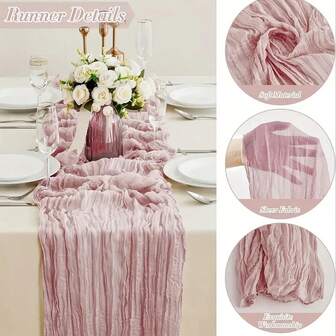 1 pieza Mantel de algodón grueso de unicolor y plisado de estilo elegante de Bali, mantel de tela para decoración del hogar para mesa de café, estilo rústico, cocina, mesa de comedor, festividades, fiestas, decoración de cena