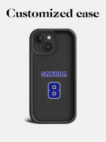 1pc Customized Name & Number Design Full Coverage Silicone Lens Protection Phone Case Compatible With Apple IPhone 16, 15, 14, 13, 12, 11 Pro Max
