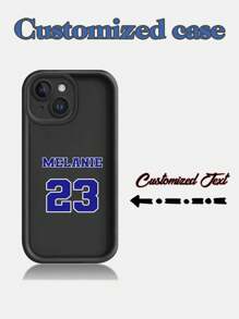 1pc Customized Name & Number Design Full Coverage Silicone Lens Protection Phone Case Compatible With Apple IPhone 16, 15, 14, 13, 12, 11 Pro Max
