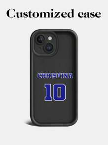 1pc Customized Name & Number Design Full Coverage Silicone Lens Protection Phone Case Compatible With Apple IPhone 16, 15, 14, 13, 12, 11 Pro Max
