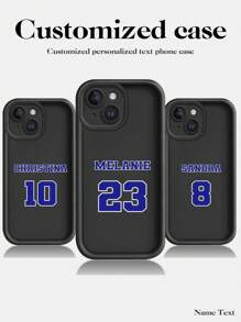 1pc Customized Name & Number Design Full Coverage Silicone Lens Protection Phone Case Compatible With Apple IPhone 16, 15, 14, 13, 12, 11 Pro Max