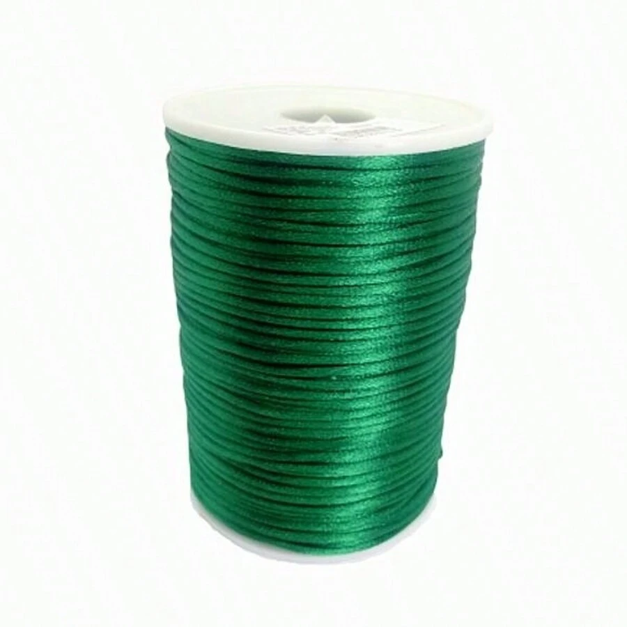 Fio de Seda Cordão de Cetim 1mm - 5 metros Várias Cores - Verde Escuro - Visão 1