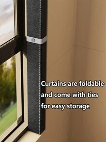 Tende corte, tende di piccole dimensioni, tende piccole per finestre di cucina, seminterrato e bagno, tessuto spesso che può bloccare vento, calore e luce - nero - Visualizzare 4