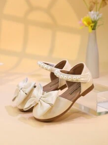Summer New Girls Sandals Bowknot Toddler Middle Kids Close Toe Faux Pearl Princess Shoes Flats Infant Casual Baby Girl Sandals - Beige - View 2