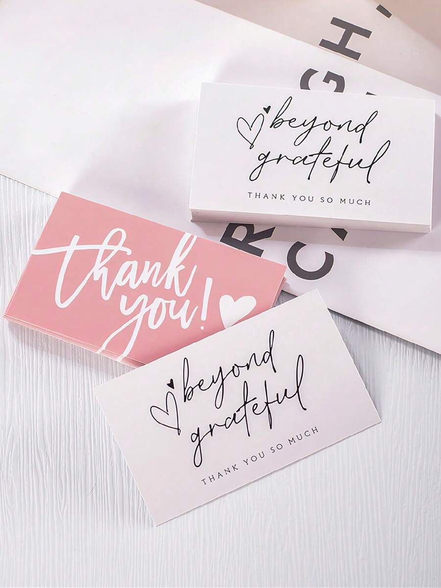 30 pezzi/50 pezzi Biglietti di ringraziamento, decorazioni per torte, confezioni regalo e biglietti di auguri, forniture per feste di compleanno e matrimonio, biglietti di apprezzamento per i clienti, adatti per negozi, rivenditori online, forniture per ufficio e negozi locali - Multicolore - Visualizzare 1