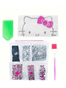 Sanrio Caja de pañuelos de pintura de cristal de Hello Kitty DIY - Kit de manualidades redondo/cuadrado, para decoración del hogar y almacenamiento de automóviles, decoración del baño en el hogar, organizador del baño, decoración de otoño, de vuelta a la escuela