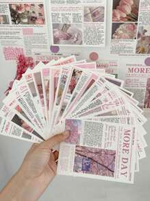 1 Mini Sweet Magazine Style Poster Wall Sticker, Wall Decoration Background Paper, English Retro Wallpaper, Random Pattern 15 * 11cm/5.90 * 4.33 Inches Gifts Birthday Graduation Room Decor Home Decor Bathroom Decor Bedroom Decor Room Decoration Stuff Living Room Decor House Decor Home Decor Living Room Wall Art Wall Paper Stickers Personalised Stickers