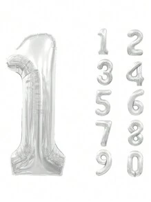 32 Zoll Folienballon Nummer, Aluminium Ziffernballon mit Ständer, kreative Geburtstags-Party Deko, 10. Jahrestag, Geschäftseröffnungsfeier, große silberne Zahlenballon, 32 Zoll Folienballon für Geburtstags-Hintergrund