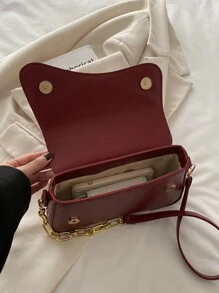 Bolso bandolera mínimo de un solo color con solapa, bolso bandolera clásico con textura para mujeres