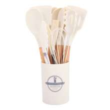 12pcs/Set Wooden Handle Silicone Kitchenware Set, Non-Stick Cooking Utensils Spatulas And Spoons, Heat-Resistant Silicone