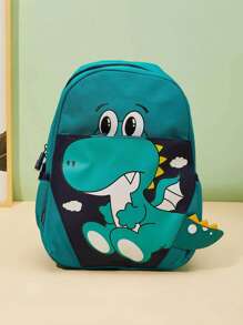 1pc Boys Cartoon Dinosaur Graphic Backpack - Green - View 1