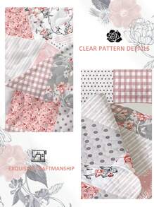 2/3 Pieces Bed Quilt Set (1 Bed Quilt + 1/2 Pillow Case), Fashionable Floral Plaid Patchwork Design, Fresh And Simple, Comfortable Soft And Breathable, Suitable For Bedroom, Home, Dorm, Hotel, Home Decor, Spring, Summer, Autumn, Winter - Pink - View 6