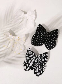 4 pièces Pinces à cheveux mode pour femmes/filles, imprimé vache noir et blanc, rayé, marguerite, pois et nœud, convient pour le port quotidien, cadeau idéal pour les meilleures amies, célébration du Ramadan