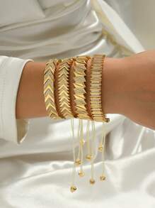 1 pièce Bracelet ajustable de luxe et mode, style bohème rétro avec motif géométrique losangique en zirconium. Convient pour les banquets, les fêtes, le port quotidien, l'Aïd al-Adha, les cadeaux de vacances