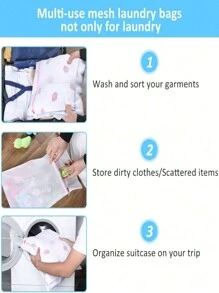 1/3/4 pièces Sacs à linge à fermeture éclair en maille, sacs de lavage en nid d'abeille, convenant pour les vêtements, les chemises, les soutiens-gorge, les chaussettes, les collants, les sous-vêtements, sac de rangement de voyage, printemps, minimaliste, hauts d'été