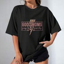 Unisex 100% Cotton Women's T - Shirt With Inspiring "Good Moms Say Bad Words" Design - 黑色 - 查看 1