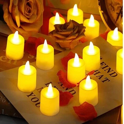 100/50/24/12 件装无焰茶蜡，暖白光，CR2032 电池供电，续航时间超过 200 小时，适用于节日装饰、生日派对、祈祷、婚礼、家居装饰、蜡烛加热器、礼品、LED 蜡烛、仿真蜡烛、烛台灯、毕业礼物